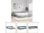 The Living Store Letto Da Giorno Allungabile Con Cassetti Grigio Chiaro 90X200 Cm Tessuto