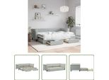 The Living Store Letto Da Giorno Allungabile Con Cassetti Grigio Chiaro 80X200 Cm In Velluto