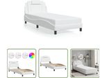 The Living Store Struttura Letto Con Led Bianco 90X190 Cm In Ecopelle
