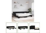 The Living Store Daybed Allungabile Nero 80X200 Cm In Velluto