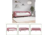 The Living Store Lettino Con Materasso Rosa 80X200 Cm In Velluto