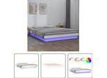 The Living Store Letto In Legno Massiccio Con Led Bianchi 180X200 Cm