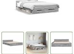 The Living Store Struttura Letto Con Cassetti Grey Sonoma 160X200 Cm In Materiale Ligneo