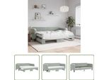 The Living Store Letto Da Giorno Allungabile Con Materassi Grigio Chiaro 80X200 Cm In Velluto