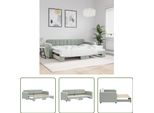 The Living Store Letto Da Giorno Allungabile Grigio Chiaro 80X200 Cm In Velluto