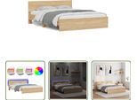 The Living Store Giroletto Con Testiera Illuminazione Led Rovere Sonoma 150X200Cm