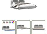 The Living Store Struttura Letto Con Testiera E Luci Led Grigio Sonoma 200X200Cm