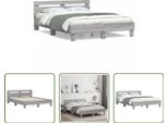 The Living Store Giroletto Con Testiera Grigio Sonoma 150X200 Cm In Materiale Ligneo
