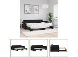 The Living Store Daybed Allungabile Nero 80X200 Cm In Velluto