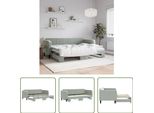 The Living Store Letto Da Giorno Allungabile Grigio Chiaro 80X200 Cm In Velluto