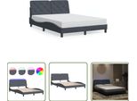 The Living Store Struttura Letto Con Luci Led Grigio Scuro 120X200 Cm In Velluto
