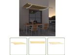 The Living Store Tenda A Scomparsa Manuale Con Led 400X300 Cm Giallo E Bianco
