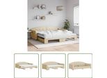 The Living Store Lettino Allungabile Con Materassi Panna 100X200 Cm In Tessuto