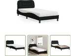 The Living Store Letto Con Materasso Nero 80X200 Cm In Tessuto