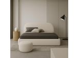 Gutto Letto Imbottito Su Misura Moon Beige 120X200 Rete A Doghe In Metallo Tessuto Boucle Teddy Di Alta Qualità Letto Con Rete E Contenitore