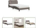 The Living Store Letto Con Materasso Taupe 100X200 Cm Tessuto