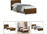 The Living Store Struttura Letto Con Testiera In Rovere Marrone 90X200 Cm