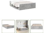The Living Store Struttura Letto Con Cassetti In Cemento Grigio 120X200 Cm Materiale Legno