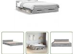 The Living Store Struttura Letto Con Cassetti Grey Sonoma 140X200 Cm Materiale Legno