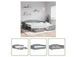 The Living Store Letto Da Giorno Allungabile Con Cassetti Grigio Chiaro 100X200 Cm Tessuto
