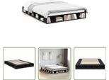 The Living Store Struttura Letto Nera 140X200 Cm In Materiale Ligneo