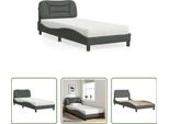 The Living Store Letto Con Materasso Grigio Scuro 90X200 Cm In Tessuto