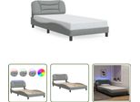 The Living Store Struttura Letto Con Led Light Grigio 100X200 Cm In Tessuto