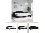The Living Store Letto Da Giorno Allungabile Con Materassi Nero 80X200 Cm In Velluto