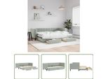 The Living Store Letto Da Giorno Allungabile Con Cassetti Grigio Chiaro 80X200 Cm In Velluto