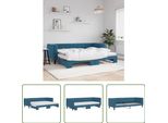 The Living Store Lettino Allungabile Con Materassi Blu 80X200 Cm In Velluto