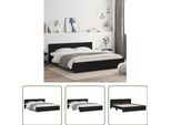 The Living Store Struttura Letto Con Testiera Nera 200X200 Cm