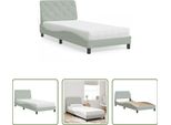 The Living Store Letto Con Materasso Grigio Chiaro 80X200 Cm In Velluto