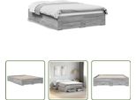 The Living Store Struttura Letto Con Cassetti Grey Sonoma 140X190 Cm Materiale A Base Di Legno