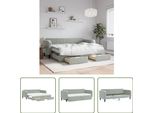The Living Store Letto Da Giorno Allungabile Con Cassetti Grigio Chiaro 80X200 Cm In Velluto