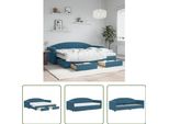 The Living Store Daybed Allungabile Con Cassetti Blu 80X200 Cm Velluto
