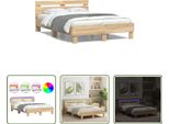The Living Store Giroletto Con Testiera Illuminazione Led Rovere Sonoma 120X200Cm