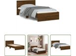 The Living Store Struttura Letto Con Testiera In Rovere Marrone 100X200 Cm
