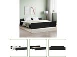 The Living Store Struttura Letto Con Testiera E Pediera Nera 200X200 Cm
