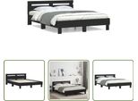 The Living Store Struttura Letto Con Testiera Nera 150X200 Cm In Materiale Ligneo