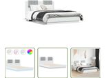The Living Store Struttura Letto Con Testiera E Luci Led Bianche 140X190 Cm