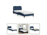 The Living Store Letto Con Materasso Blu 90X200 Cm In Tessuto