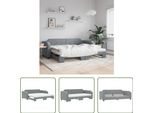 The Living Store Letto Da Giorno Allungabile Con Materasso Grigio Chiaro 90X200 Cm In Tessuto