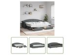 The Living Store Letto Da Giorno Allungabile Con Cassetti Grigio Scuro 80X200 Cm Tessuto