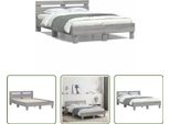 The Living Store Struttura Letto Con Testiera Grey Sonoma 135X190 Cm Materiale A Base Di Legno