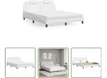 The Living Store Letto Con Materasso Bianco 160X200 Cm In Ecopelle