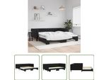 The Living Store Daybed Allungabile Nero 100X200 Cm In Velluto