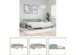The Living Store Letto Da Giorno Allungabile Grigio Chiaro 100X200 Cm In Velluto
