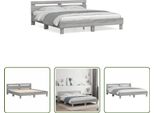 The Living Store Giroletto Con Testiera Grigio Sonoma 180X200 Cm In Materiale Ligneo