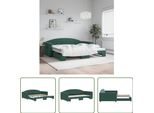 The Living Store Letto Da Giorno Allungabile Verde Scuro 100X200 Cm In Velluto