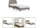 The Living Store Letto Con Materasso Taupe 90X200 Cm In Tessuto